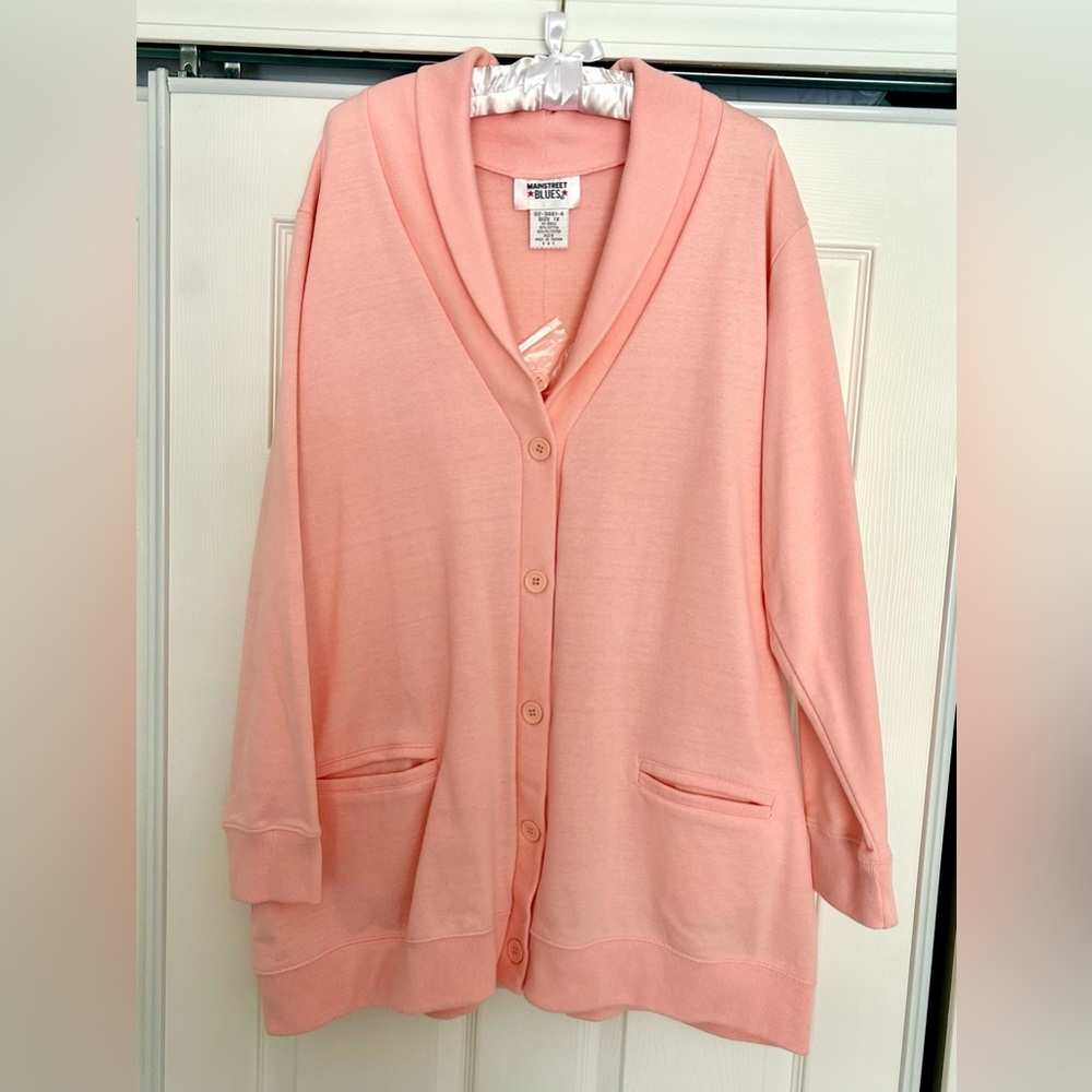 New Ladies Pink Button Up Cardigan Size 1x
